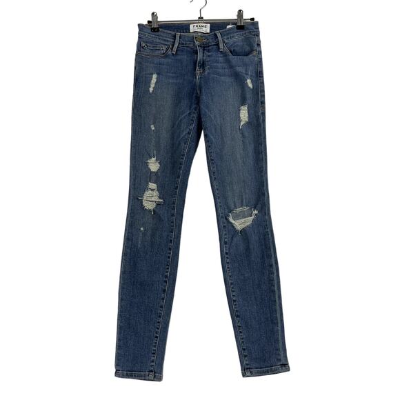 FRAME Le Skinny De Jeanne Jeans KittyHawk Distressed Womens 26 Waist - Picture 1 of 11